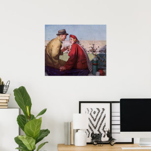 Oude liefde en romantiek, stelletje bij voetbalwed poster