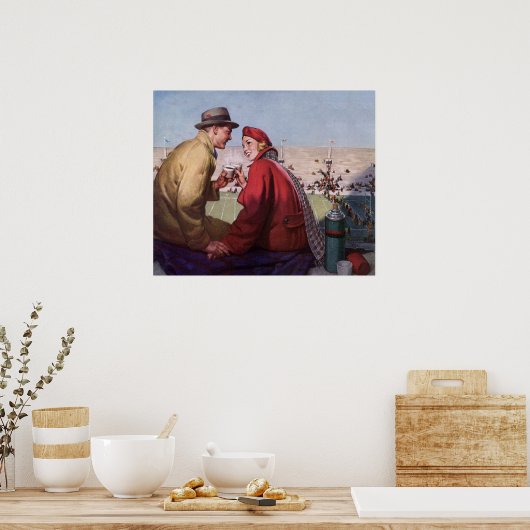 Oude liefde en romantiek, stelletje bij voetbalwed poster (Keuken)