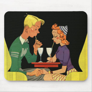 Oude liefde en romantiek, tieners in de sodawinkel muismat