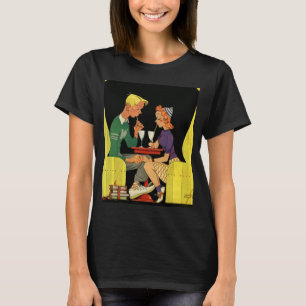 Oude liefde en romantiek, tieners in de sodawinkel t-shirt