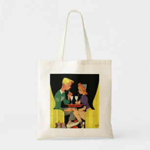 Oude liefde en romantiek, tieners in de sodawinkel tote bag
