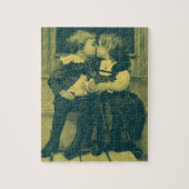 Oude liefde- en romantische foto, kinderen kussen legpuzzel (Verticaal)