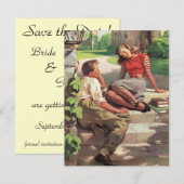 Oude liefde Hoge school Sweethearts Bewaar de datu Save The Date (Voorkant / Achterkant)