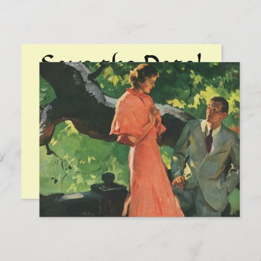 Oude liefde, romantiek, romantisch, save the date kaart (Voorkant / Achterkant)