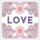 Oude liefdesbloemen vierkante sticker (Voorkant)