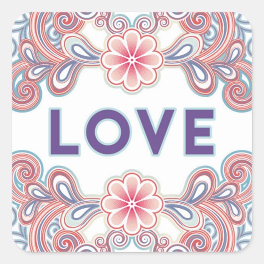 Oude liefdesbloemen vierkante sticker (Voorkant)