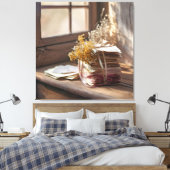 Oude liefdesbrieven gebonden met lint canvas afdruk (Insitu (Slaapkamer))