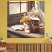 Oude liefdesbrieven gebonden met lint canvas afdruk (Insitu (Woonkamer))