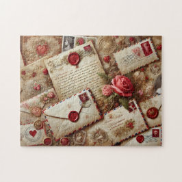Oude liefdesbrieven Romantische collage Legpuzzel