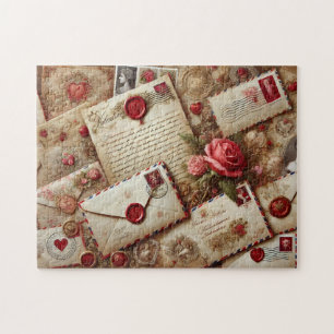 Oude liefdesbrieven Romantische collage Legpuzzel