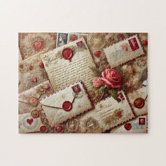 Oude liefdesbrieven Romantische collage Legpuzzel (Horizontaal)