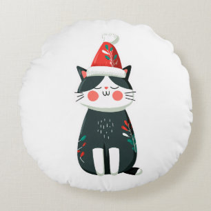Oude lieve kat in kerstmuts – knus kerstfeest rond kussen