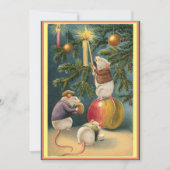 Oude lieve muizen die kaarsen aansteken Kerstboom Feestdagenkaart (Voorkant)