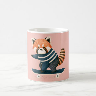 Oude lieve rode panda wasbeer skateboarden koffiemok