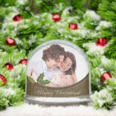 Oude lijst 2 x familiefoto Prettig kerstfeest Sneeuwbol (Kerstmis)