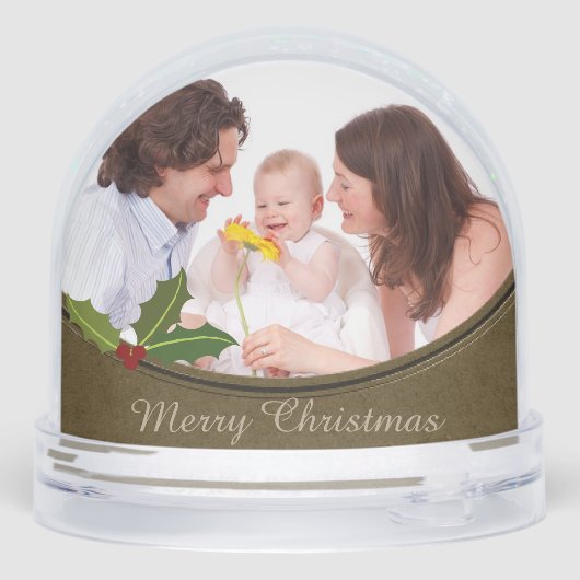 Oude lijst 2 x familiefoto Prettig kerstfeest Sneeuwbol (Achterkant)