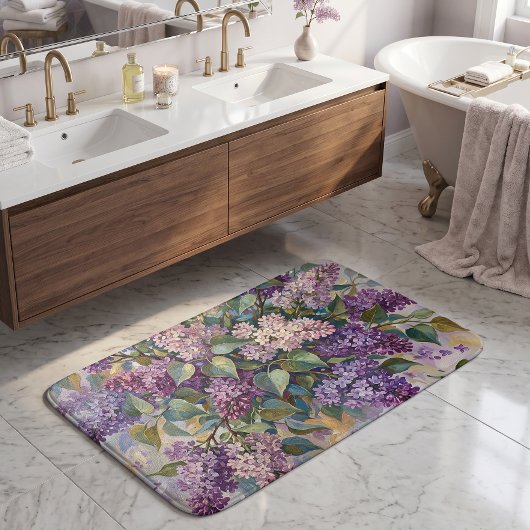 Oude lila bloemen badmat