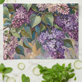 Oude lila bloemen theedoek (Gevouwen)