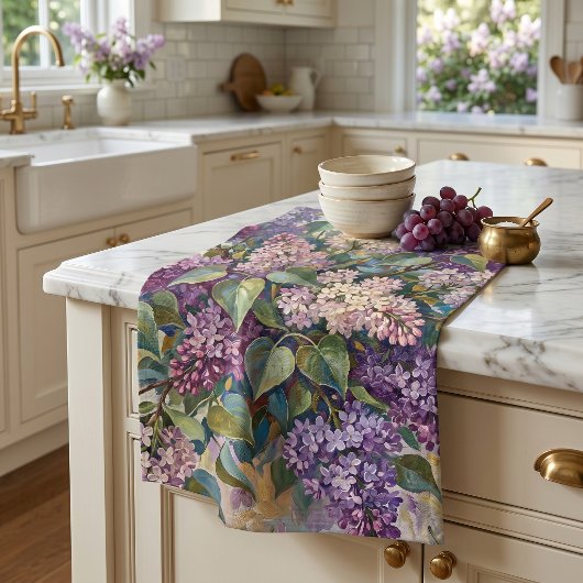 Oude lila bloemen theedoek