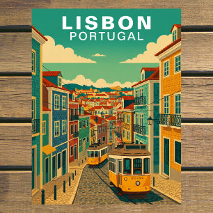 Oude Lissabon, Portugal Gele Tram Briefkaart