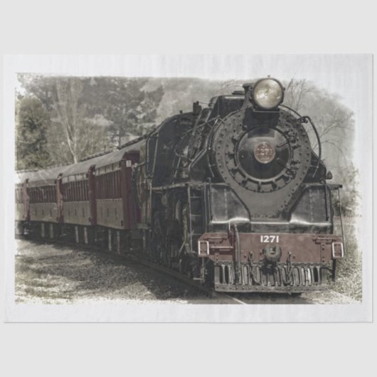 Oude locomotiefstoommotor 20x30-decoupage tissuepapier (Voorkant)