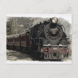 Oude locomotiefstoommotor briefkaart