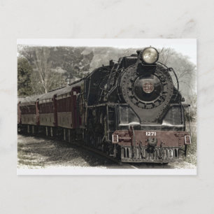 Oude locomotiefstoommotor briefkaart