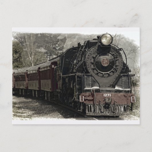 Oude locomotiefstoommotor briefkaart (Voorkant)