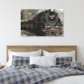 Oude locomotiefstoommotor canvas afdruk (Insitu (Slaapkamer))