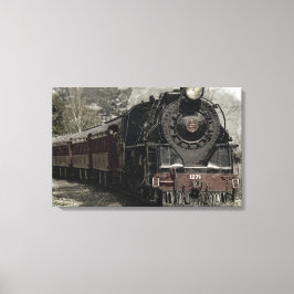 Oude locomotiefstoommotor canvas afdruk