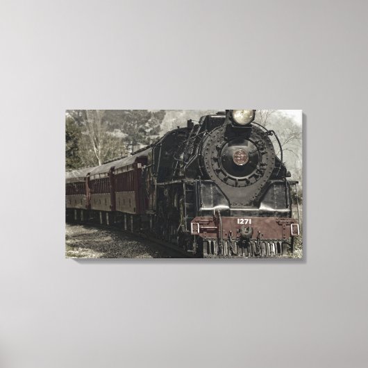 Oude locomotiefstoommotor canvas afdruk (Voorkant)