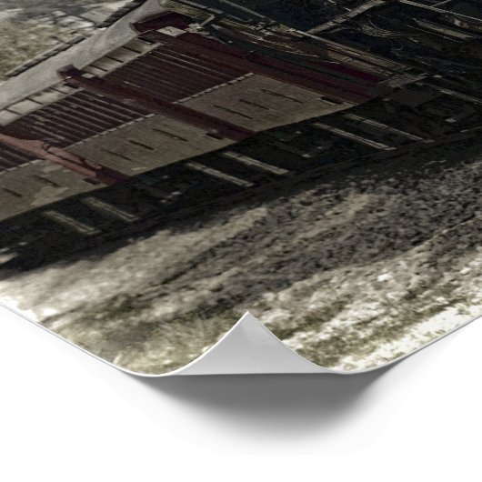 Oude locomotiefstoommotor poster (Hoek)