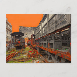 Oude locomotieven en treinstellen briefkaart