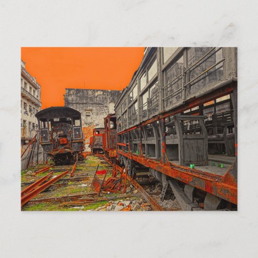 Oude locomotieven en treinstellen briefkaart (Voorkant)