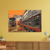 Oude locomotieven en treinstellen canvas afdruk (Insitu (Woonkamer))