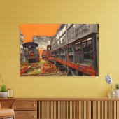 Oude locomotieven en treinstellen canvas afdruk (Insitu (Woonkamer))
