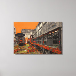 Oude locomotieven en treinstellen canvas afdruk
