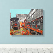 Oude locomotieven en treinstellen canvas afdruk (Insitu (Houten vloer))