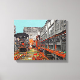 Oude locomotieven en treinstellen canvas afdruk