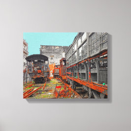 Oude locomotieven en treinstellen canvas afdruk