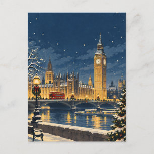 Oude Londen Engeland Kerst Reiskaart Briefkaart