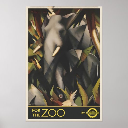 Oude Londense Dierentuin Olifant Reisposter Print (Voorkant)