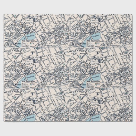 Oude Londense kaart van West End Cadeaupapier (Vlak)