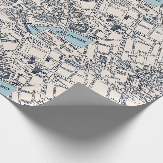Oude Londense kaart van West End Cadeaupapier (Hoek)
