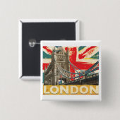 Oude Londense Poster Vierkante Button 5,1 Cm (Voorkant /achterkant)