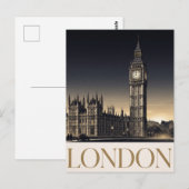 Oude Londense Reisposter met Big Ben Briefkaart (Voorkant / Achterkant)