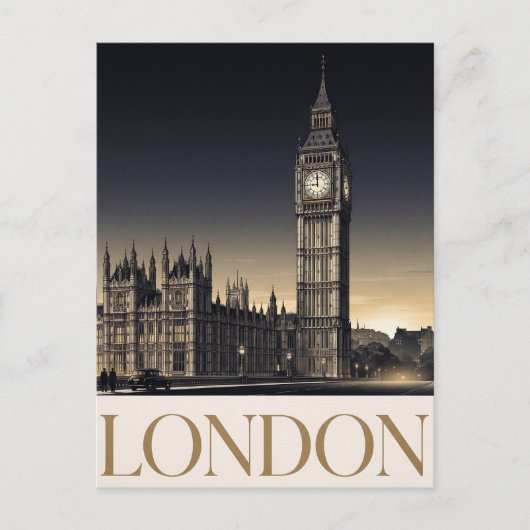 Oude Londense Reisposter met Big Ben Briefkaart (Voorkant)
