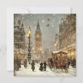 Oude Londense winter stadsgezichten met Kerstmis Feestdagenkaart (Voorkant)