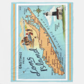 Oude Long Island Kaart Fleece Deken (Voorkant)