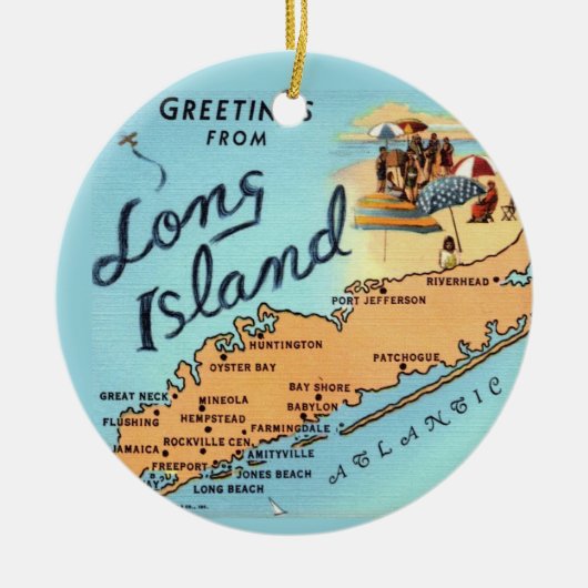 Oude Long Island Kaart Keramisch Ornament (Voorkant)